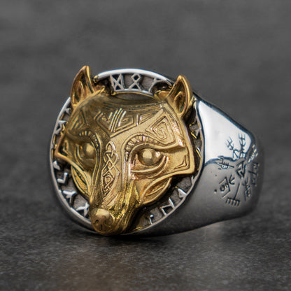 Bague Loup Nordiquetete de loup doré