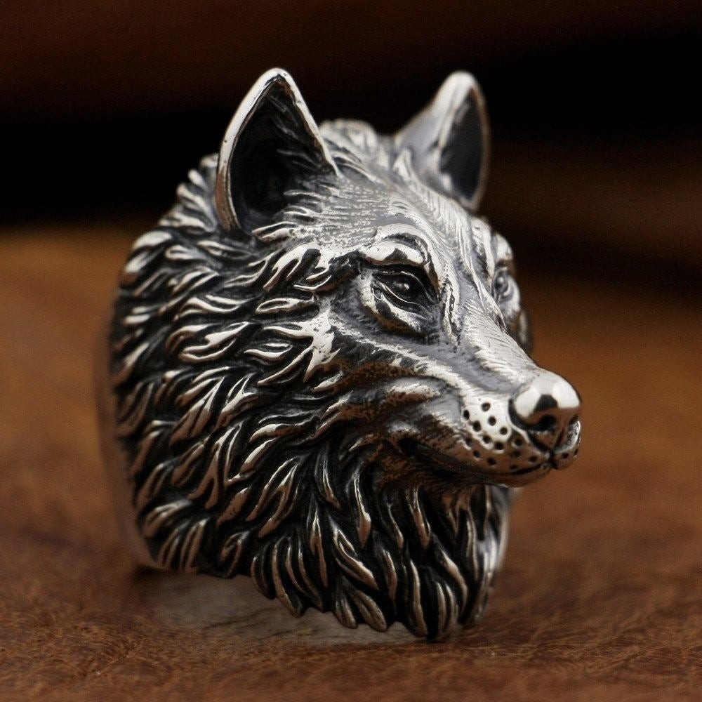 bague tête de loup bijoux loup accessoire pour la main 