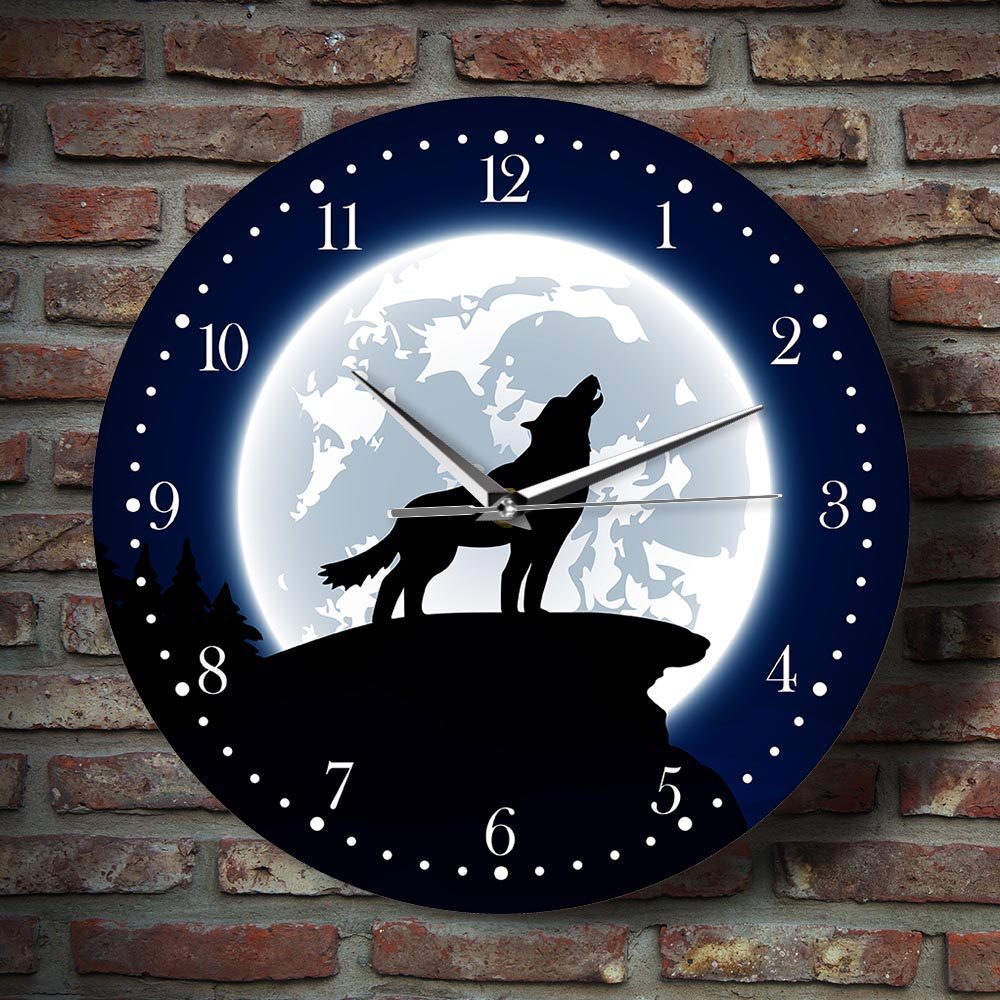 Horloge Murale Loup Hurlant acrylique