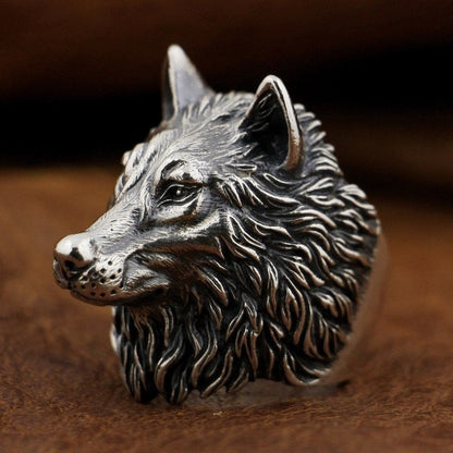 bague tête de loup bijoux loup accessoire pour la main 