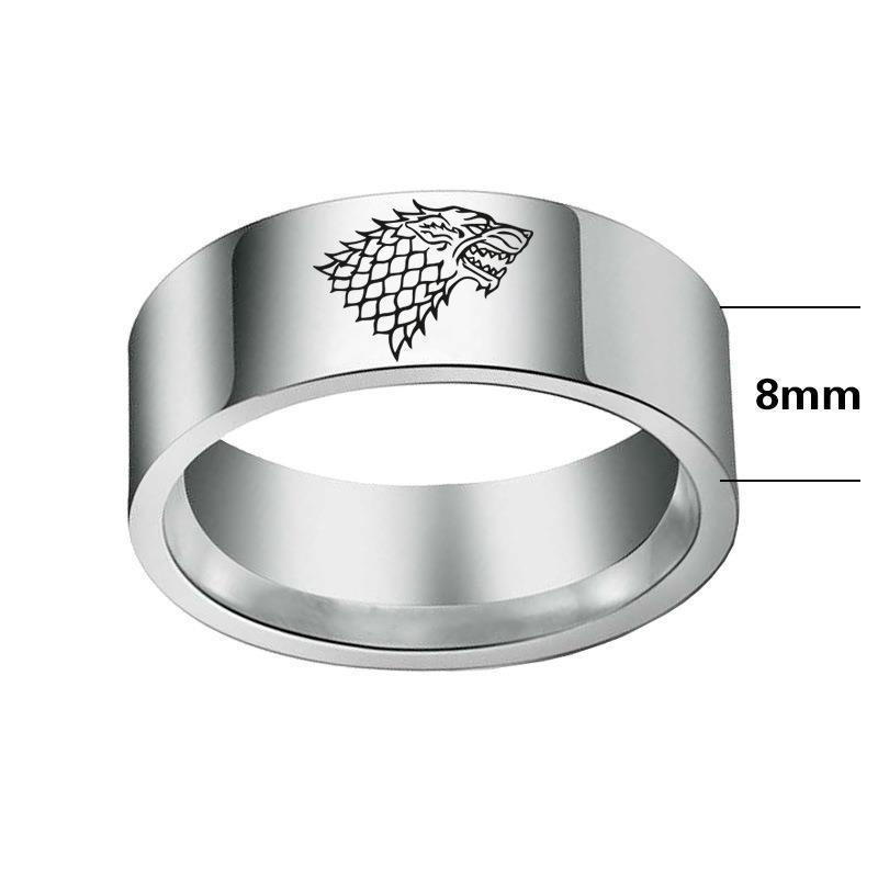 Bijou Game of Thrones - Bague anneau loup Stark en acier, un accessoire de fan incontournable taille du bijoux