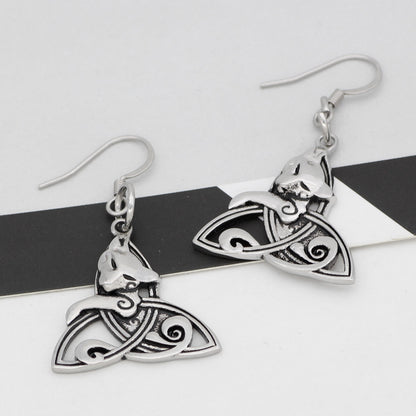 pair de Boucles d'oreilles Loup Triangle Nordique