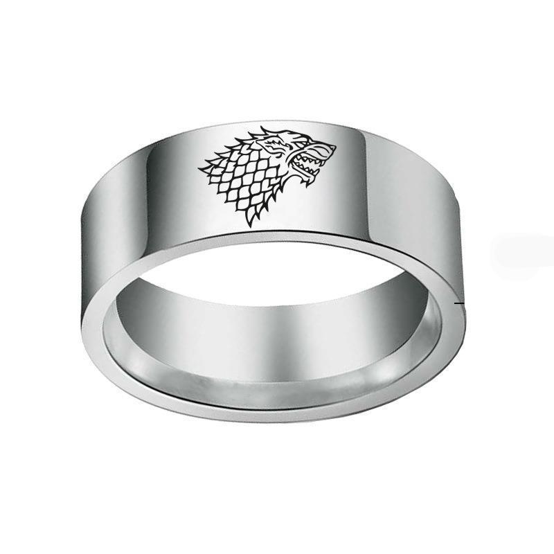 Bijou Game of Thrones - Bague anneau loup Stark en acier, un accessoire de fan incontournable