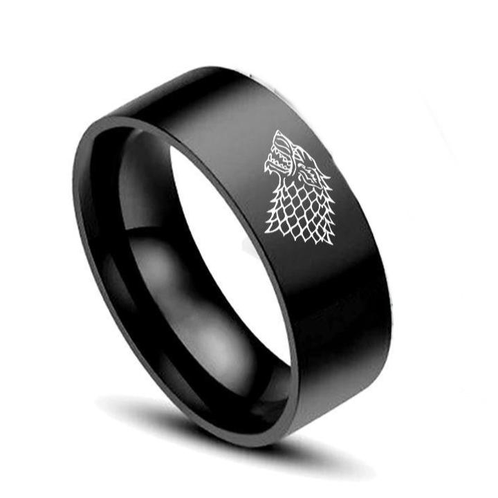 Bijou Game of Thrones - Bague anneau loup Stark en acier, un accessoire de fan incontournable