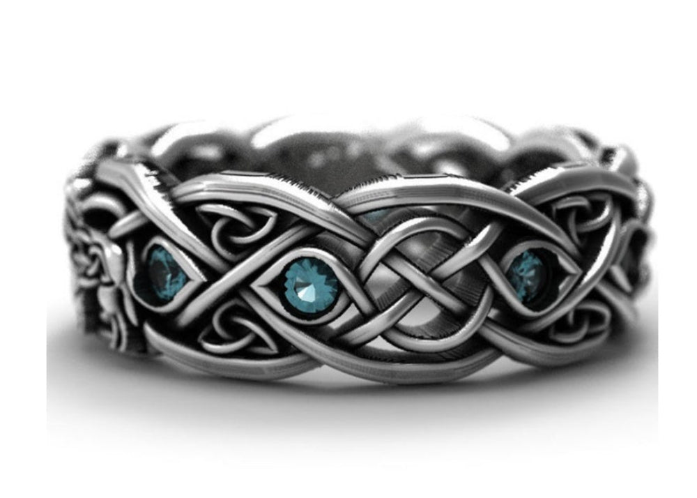 Anneau mystique au motif de loups hurlants, idéal pour les amateurs de style nordique