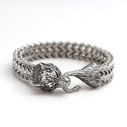 bracelet loup fenrir couleur argent 