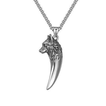 Collier Dent De Loup pendentif loup