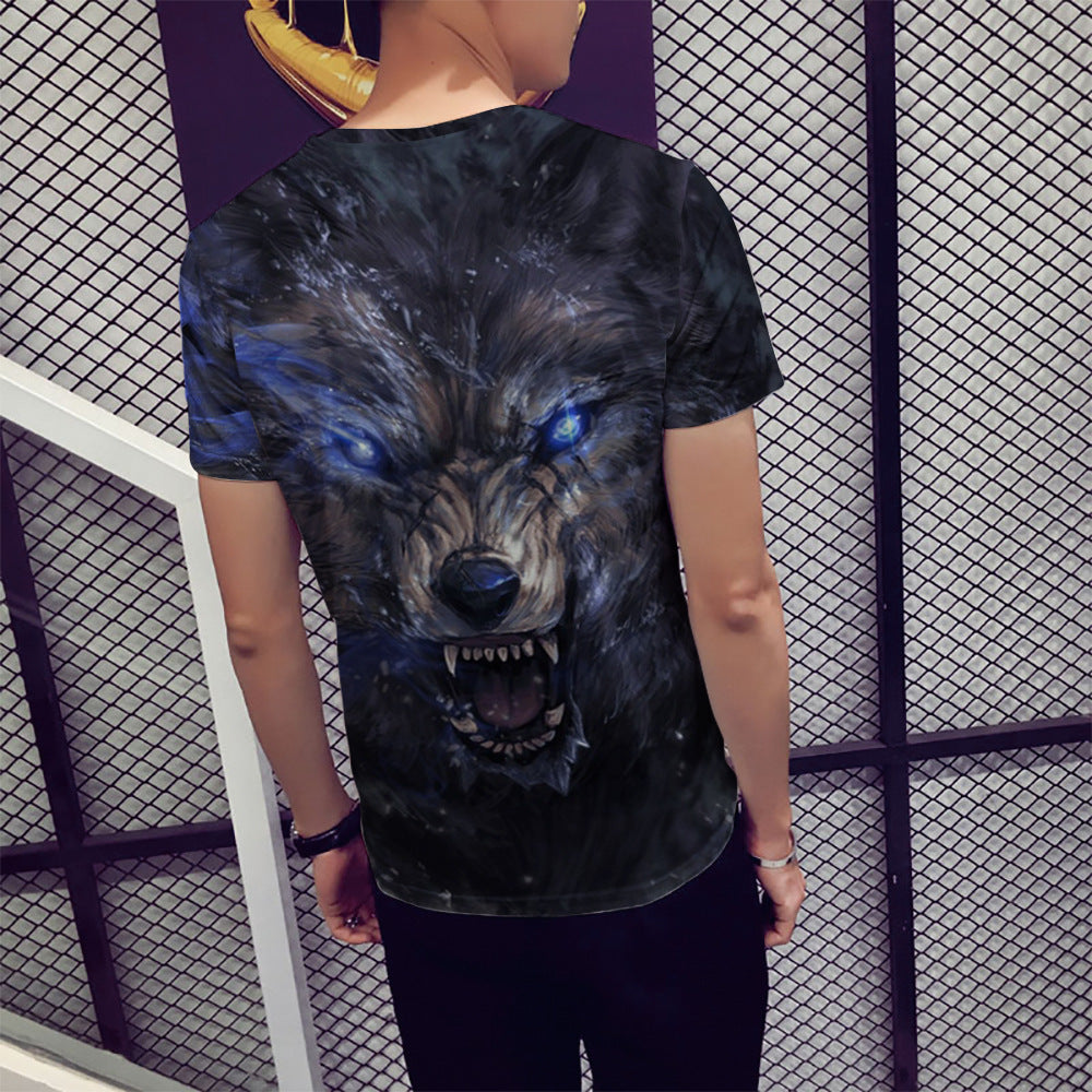 Vue arrière du T-shirt Loup Féroce, affichant le design 3D d’un loup galactique. Parfait pour un look sauvage et mystérieux.