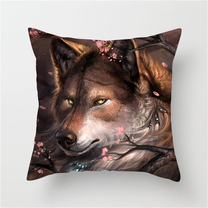 Image d'une housse de coussin élégante et confortable, mesurant 45x45 cm, présentant un loup en pleine nature. Le loup, avec sa fourrure épaisse et son regard perçant, incarne la beauté sauvage de la faune. La housse, en tissu peau de pêche, offre une sensation douce et luxueuse. Un accessoire décoratif parfait pour les amateurs de design naturel et de confort.