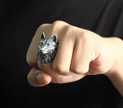 bague tête de loup bijoux loup accessoire pour la main 