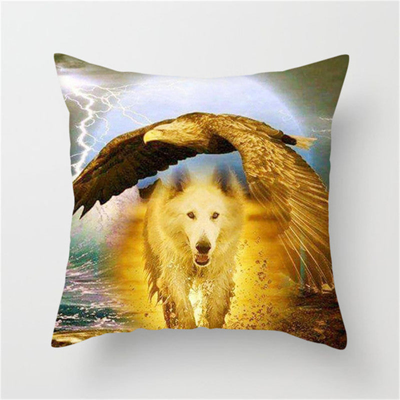 Housse De Coussin Loup Et Aigle